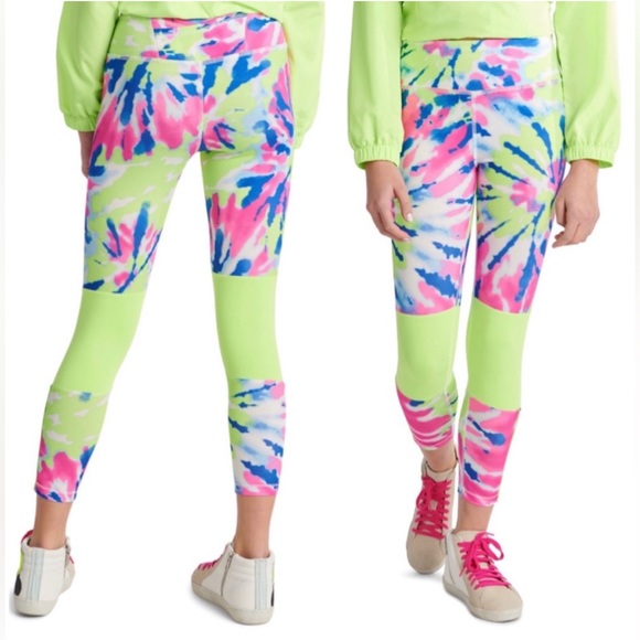 Justice J Sport Girls Bright Tie-Dye Color Block Athletic Leggings - sz: S (7/8) - Picture 4 of 5